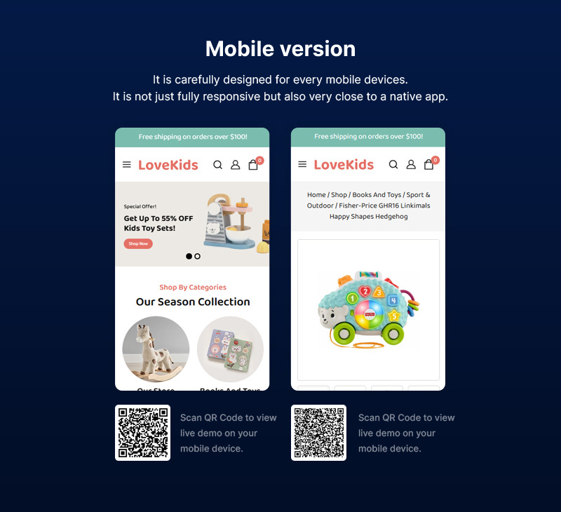 Lovekids — тема Elementor для магазина детских игрушек, одежды и младенцев WooCommerce - Features Image 2