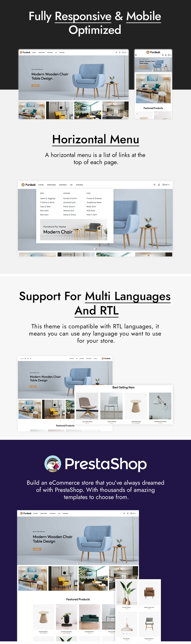 Furdesk - Home, Furniture and Garden Prestashop Theme - Features Image 1
