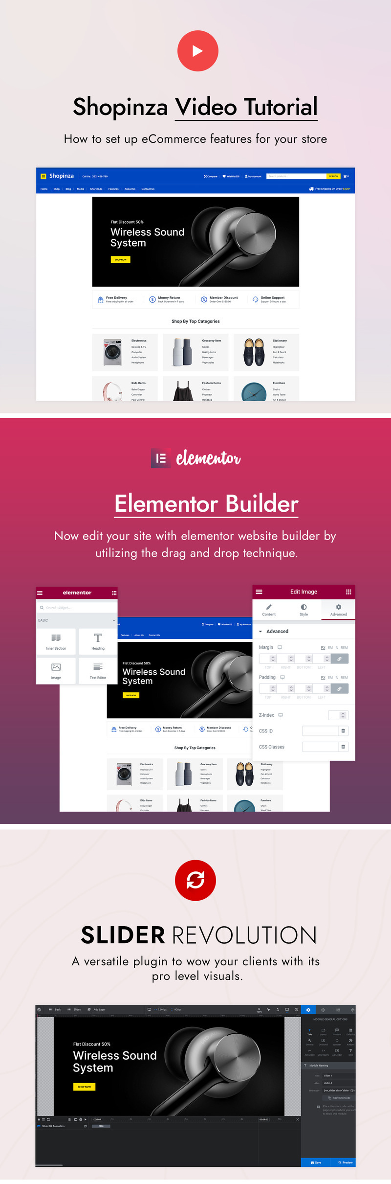 Shopinza - Electronic and Fashion WooCommerce Theme - Features Image 1