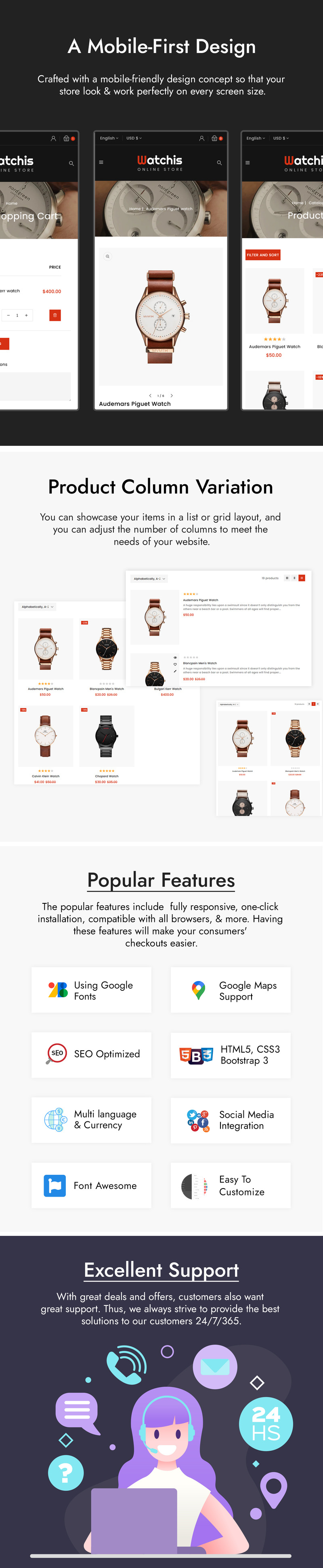 Watchis - Watch and Jewelry Store Shopify Theme - Features Image 3