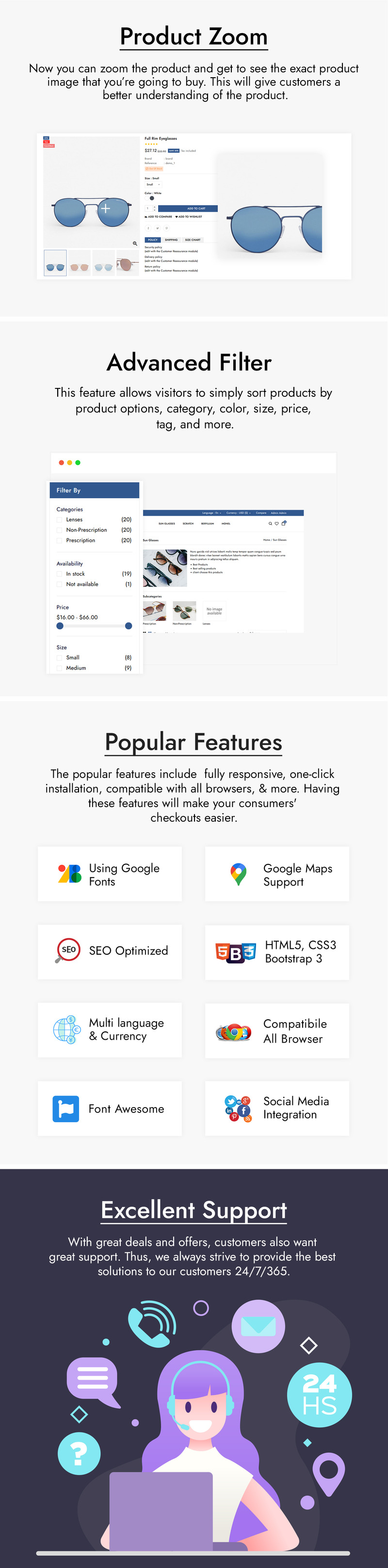 EyeShade - Eye Glasses PrestaShop Theme - Features Image 3