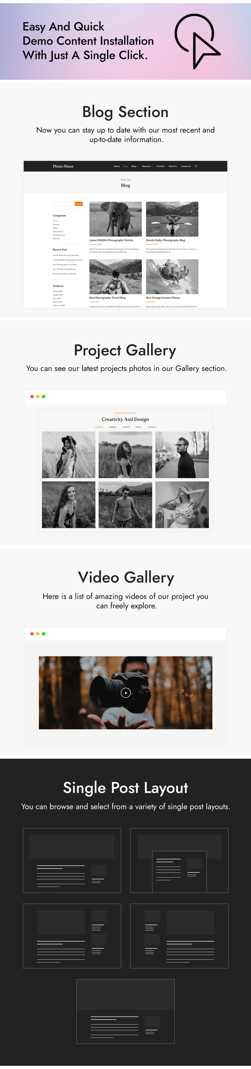 Photo Sheet - Photography WordPress Theme - Features Image 4