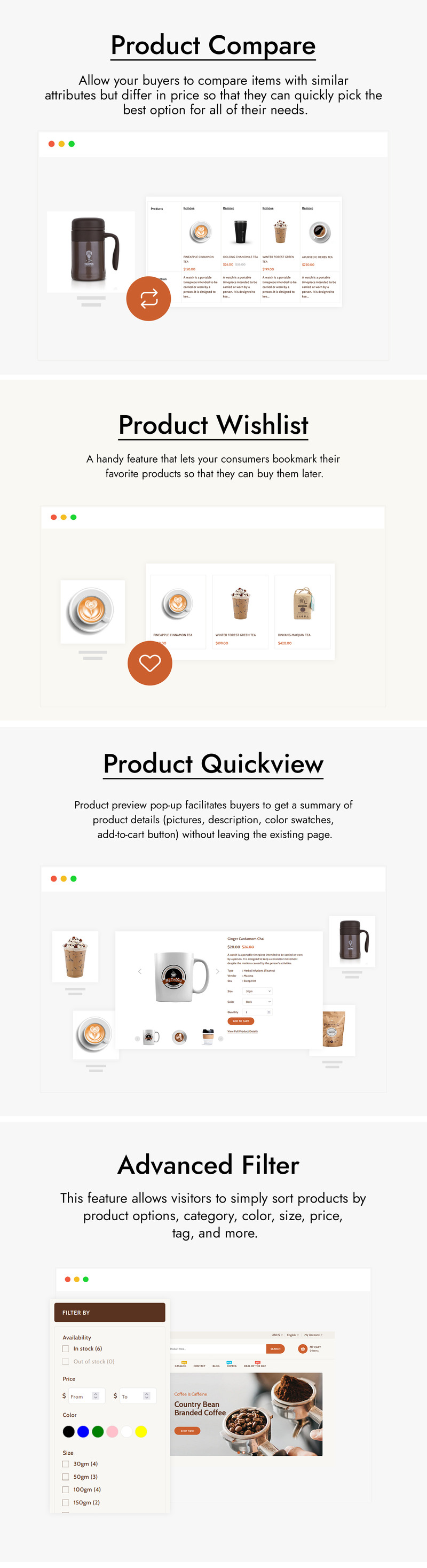 CoffCup - Herbata i kawiarnia Motyw Shopify - Obraz funkcji 2