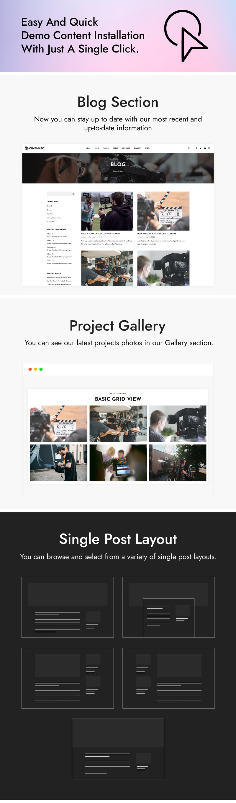 Cinemato - Movie Studio & Film Maker WordPress-Thema - Eigenschaften Bild 4