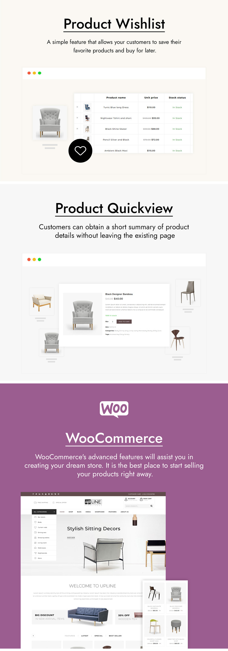 UpLine - motyw WooCommerce w sklepie internetowym z meblami - Obraz funkcji 3