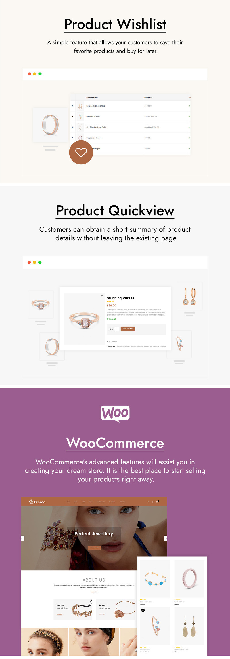 Glemo - Modern Jewelry WooCommerce Theme - Features Image 3