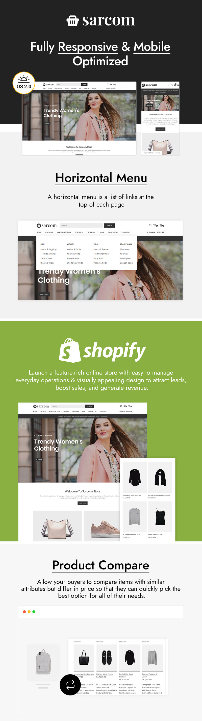 Sarcom - Shopify Fashion Store - Features Image 1