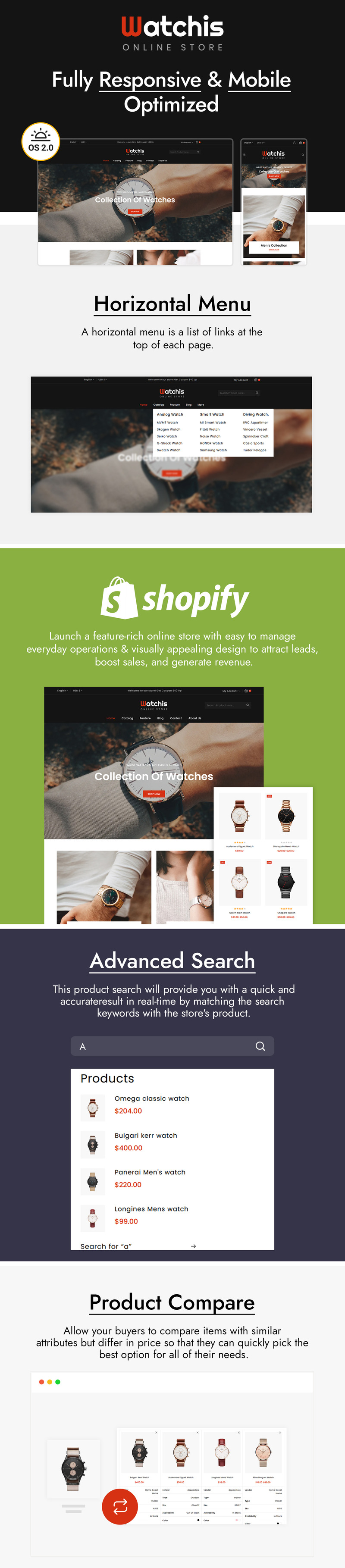 Watchis - Watch and Jewelry Store Shopify Theme - Features Image 1