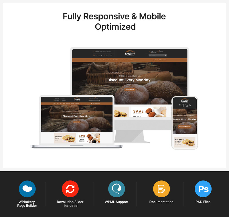 Crevbite - Bakery and Chocolate Store WooCommerce Theme - Features Image 1