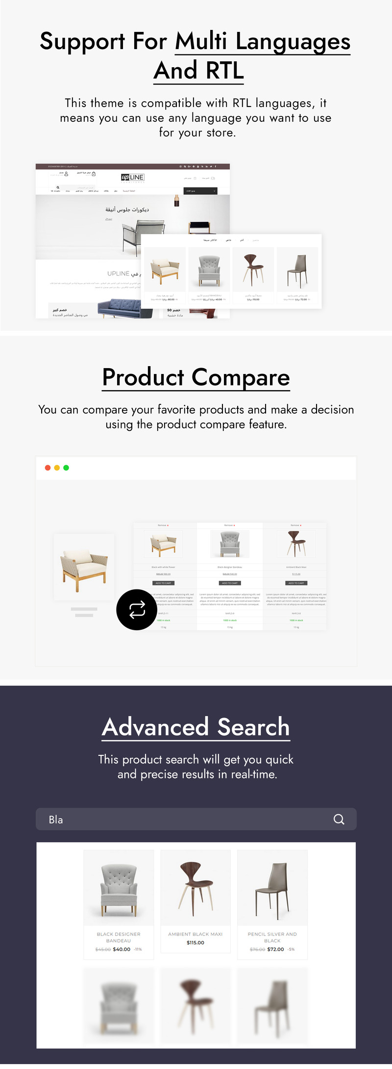 UpLine - motyw WooCommerce w sklepie internetowym z meblami - Obraz funkcji 2