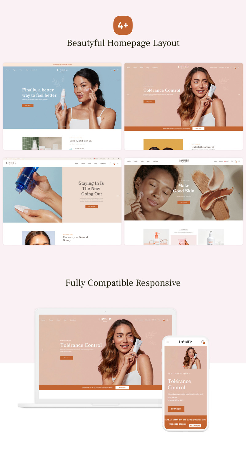 Lammer - Cosmetic Multipurpose Shopify Theme - Features Image 1