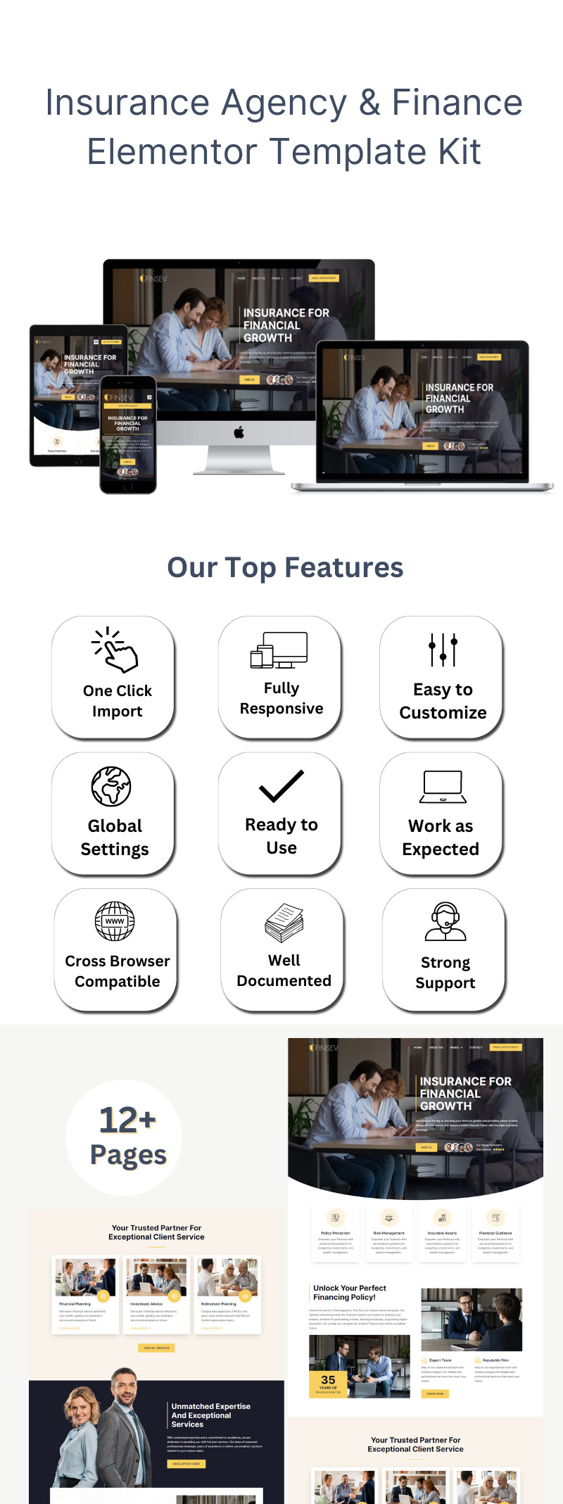 Finsev - Insurance Agency And Finance Elementor Template Kit - Features Image 1