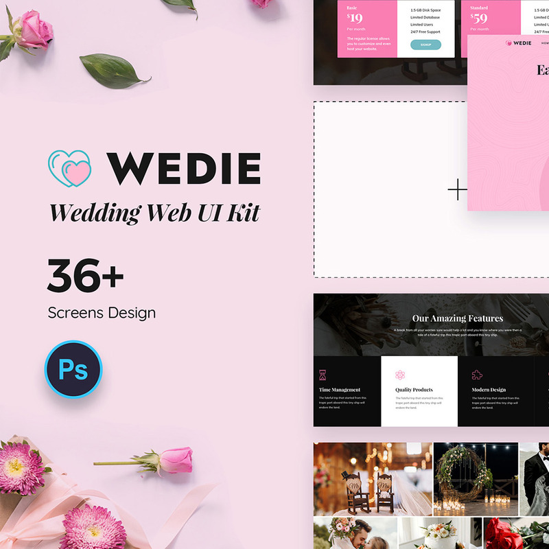 Wedie The Creative Wedding Web UI Kit - Features Image 1