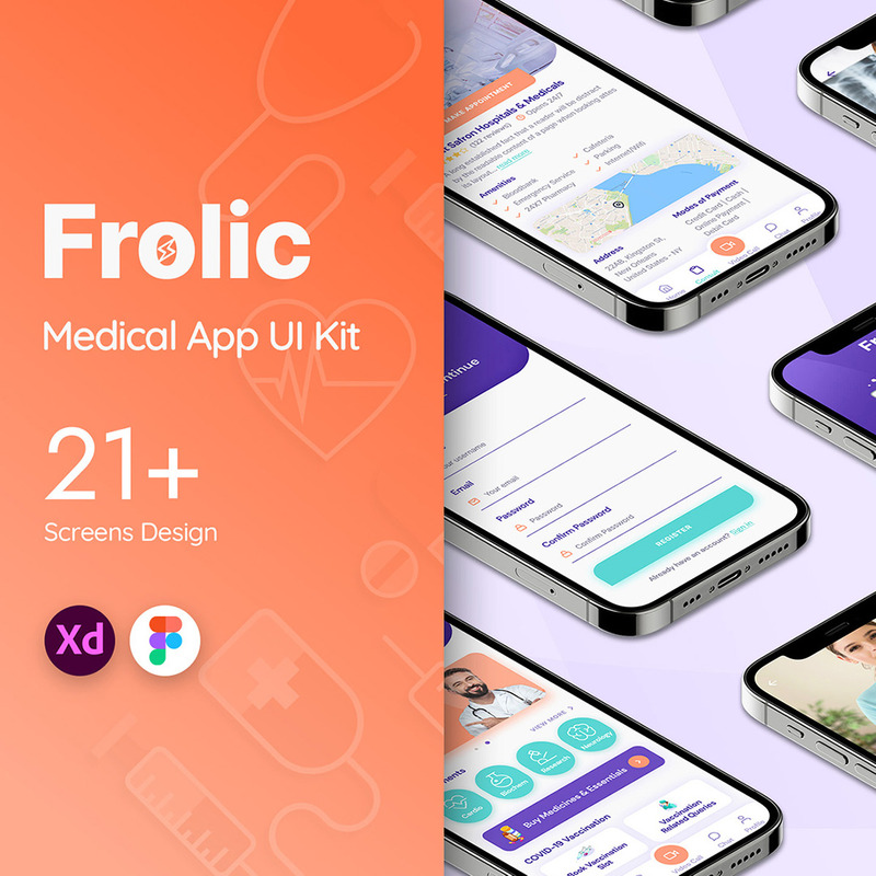 Frolic Mobile App UI Kit-mallar - Features Image 1