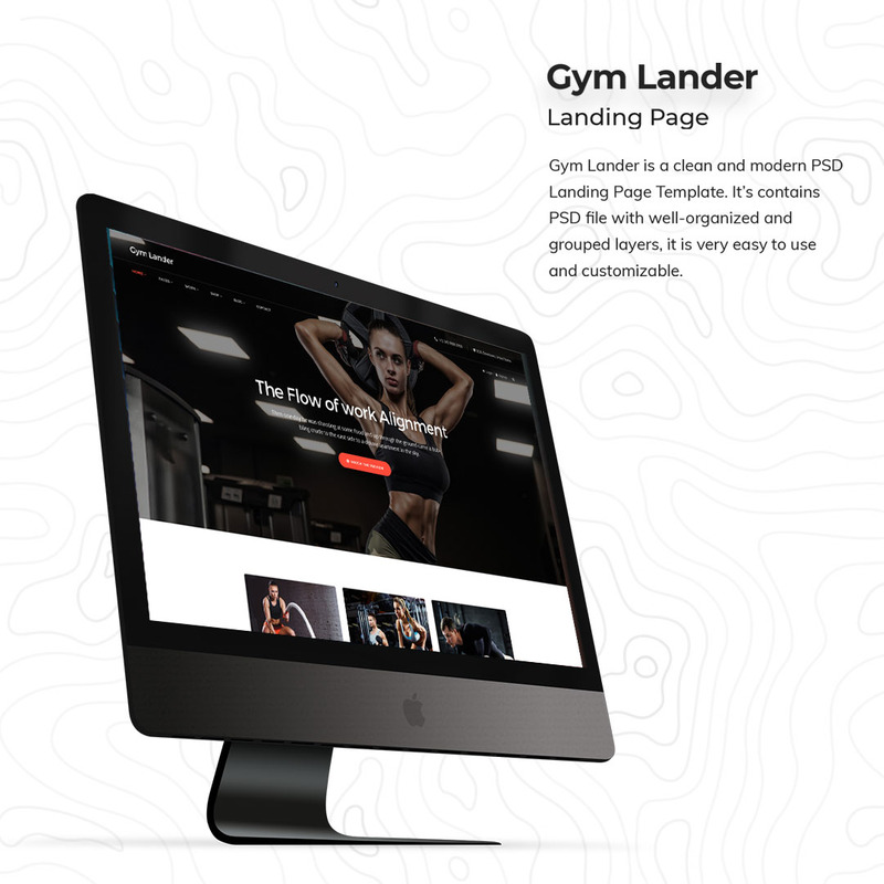 Gym Landing Page PSD Template - Features Image 1