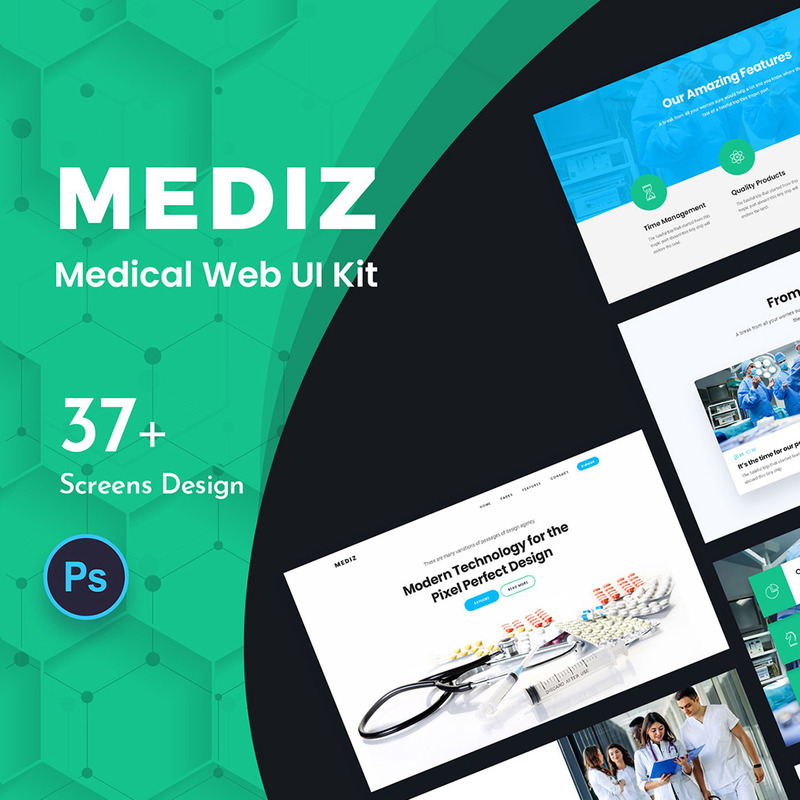 Mediz attraktiva medicinska webbgränssnittssats - Features Image 1