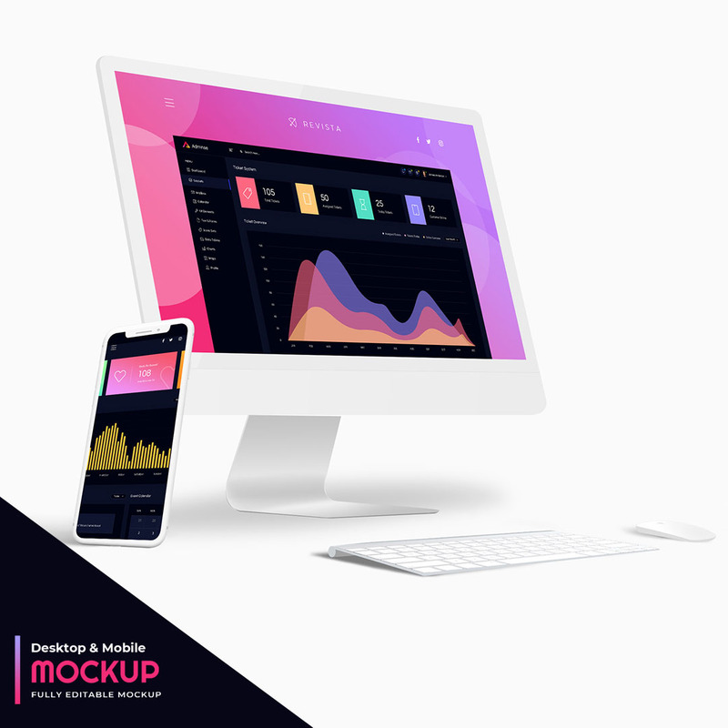 Mockup di prodotti iMac e iPhone - Caratteristiche Immagine 1
