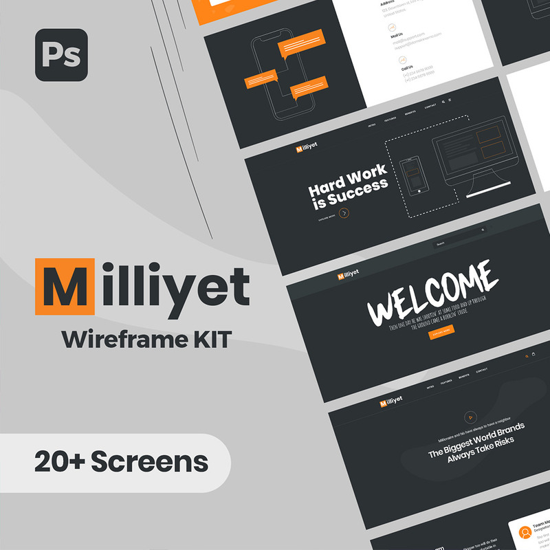Milliyet Wireframe Kit Template - Features Image 1