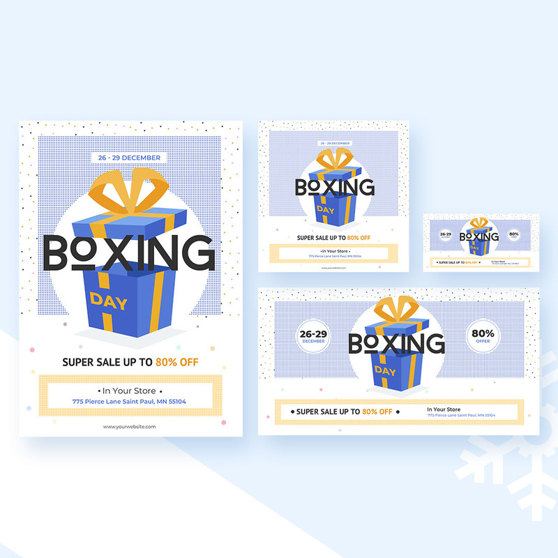 Paquete del día del boxeo con plantilla de volante para redes sociales - Características Imagen 1