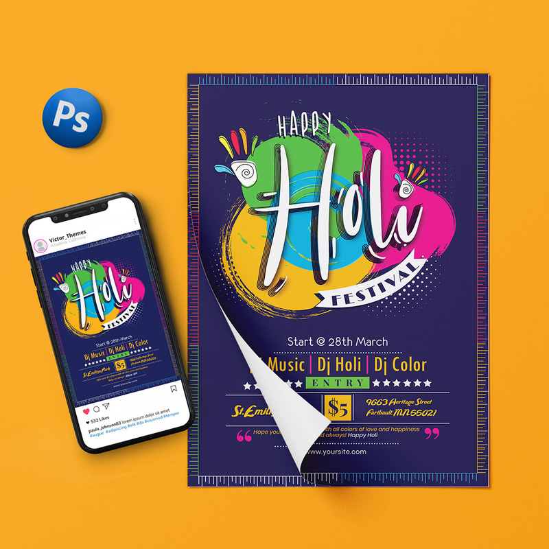 Holi Festival Flyer - Corporate Identity Template - Features Image 1
