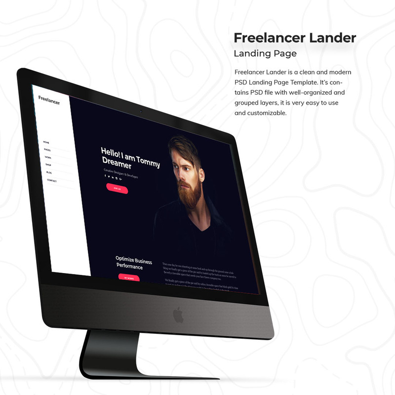 Freelancer Landing Page PSD Template - TemplateMonster