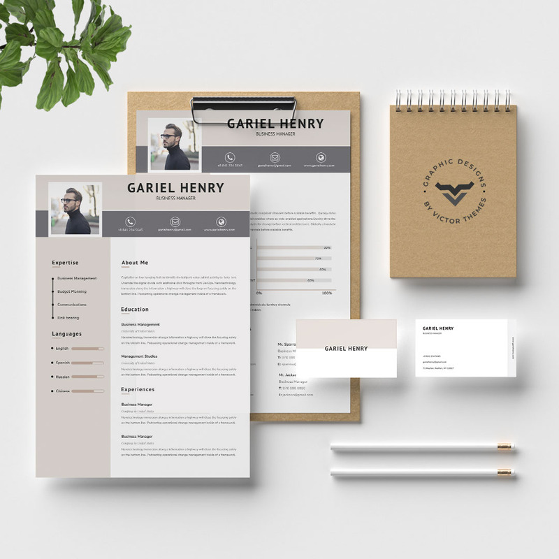 Professional CV with Business Card Resume Template - Features Image 1