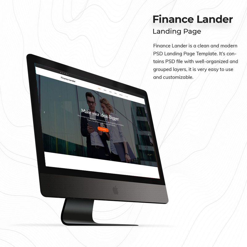 Finance Landing Page PSD Template - Features Image 1