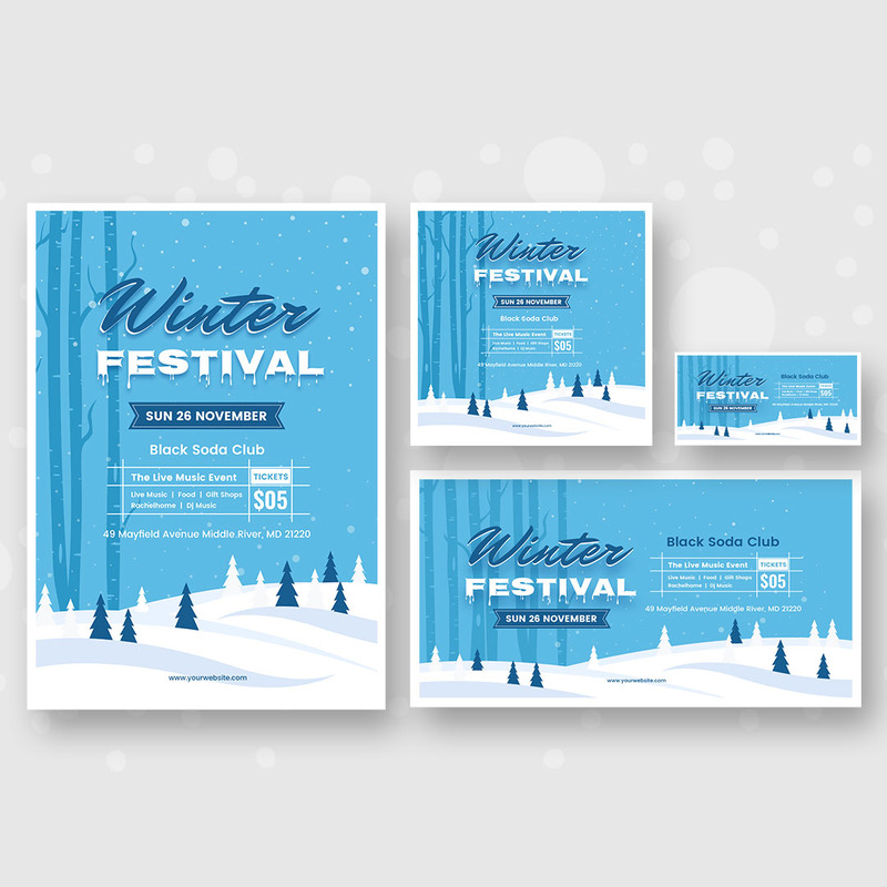 Winter Pack with Winter Flyer Social Media Template - Features Image 1