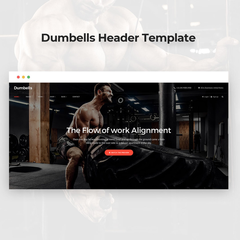 Dumpbell Header PSD-mall - Features Image 1