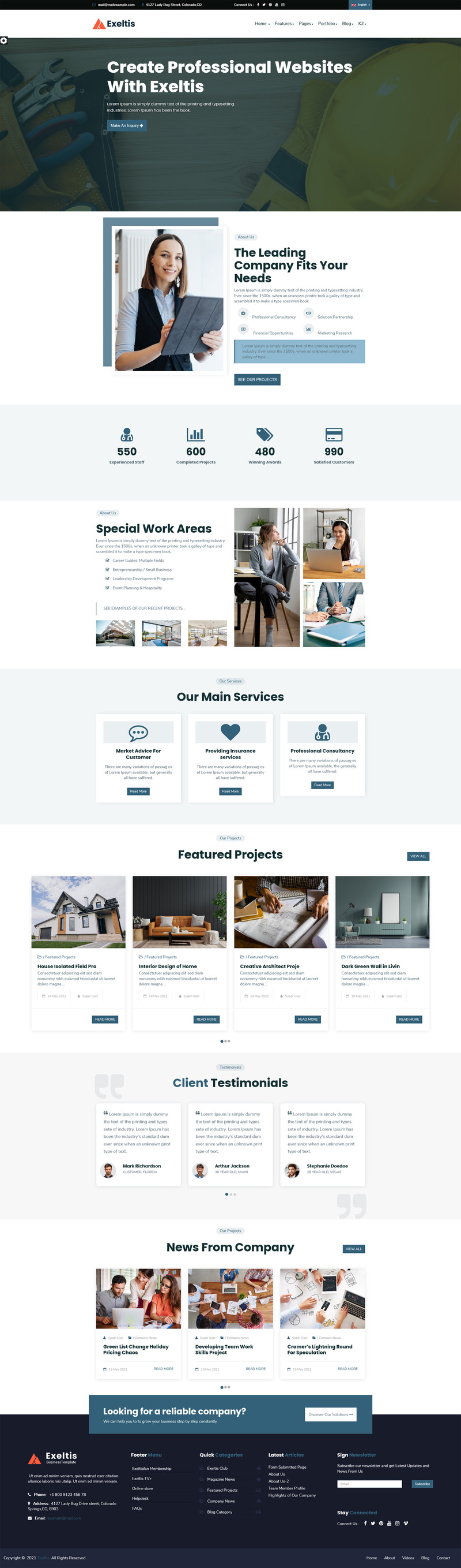 Exeltis Joomla Business Construction Template - Features Image 3