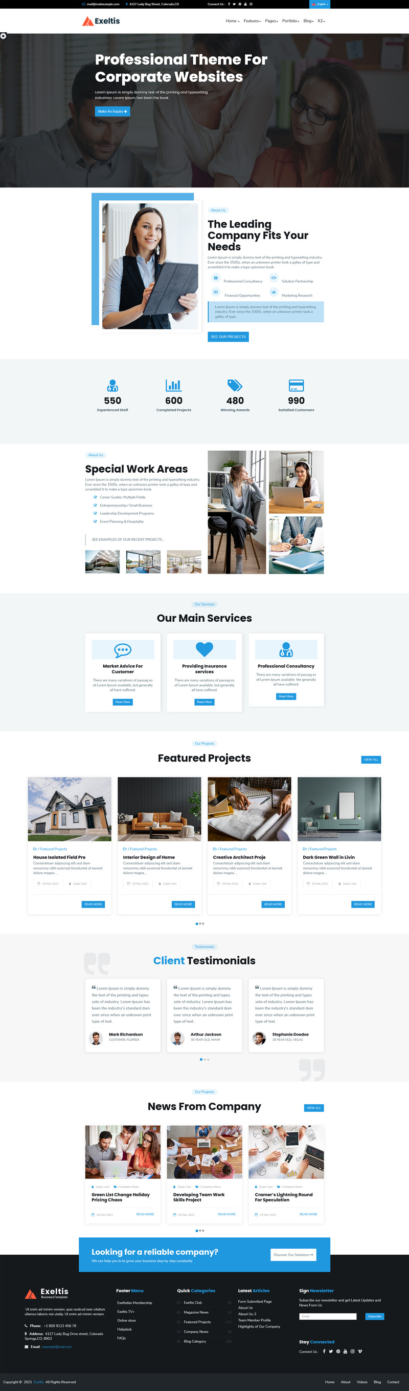 Exeltis Joomla Business Construction Template - Features Image 2