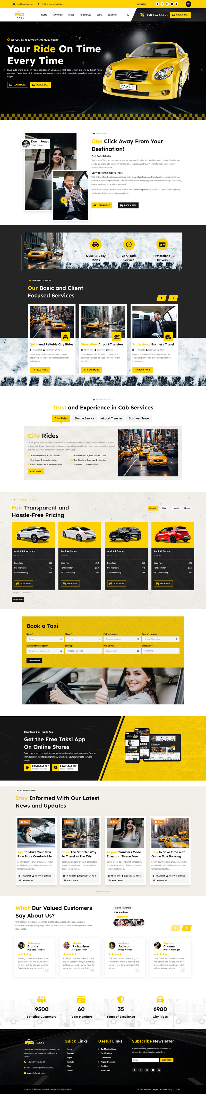 Taksi Taksi Hizmeti Taşımacılık Araç Kiralama Şablonu - Features Image 1