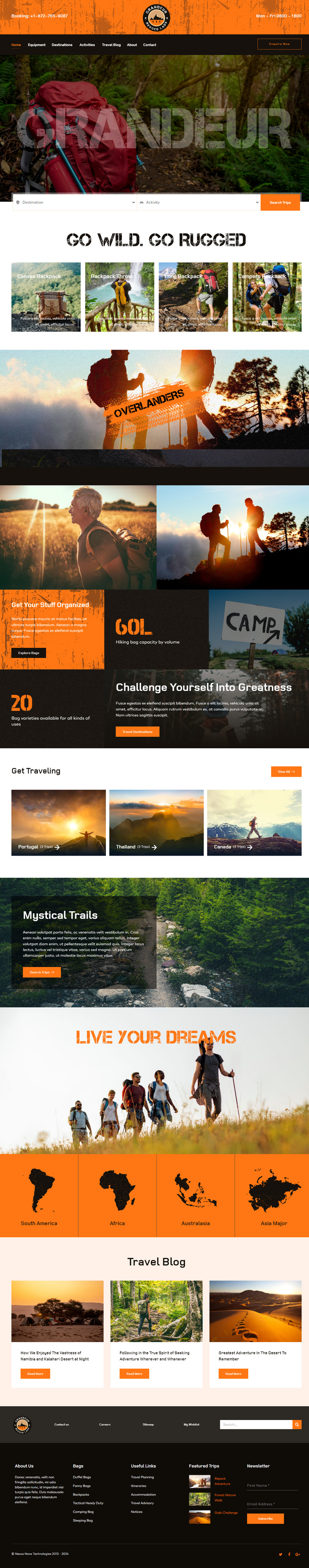 Grandeur Tours and Travel Hotel Booking WordPress Theme - Features Image 1