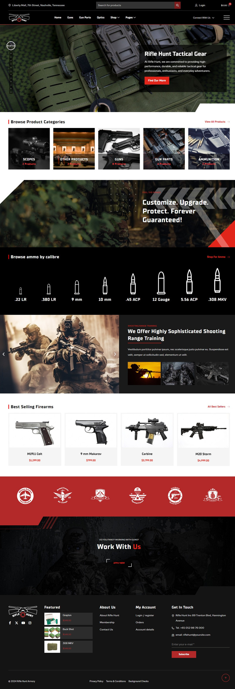Тема WordPress Woocommerce Rifle Hunt Gun Shop - Features Image 1