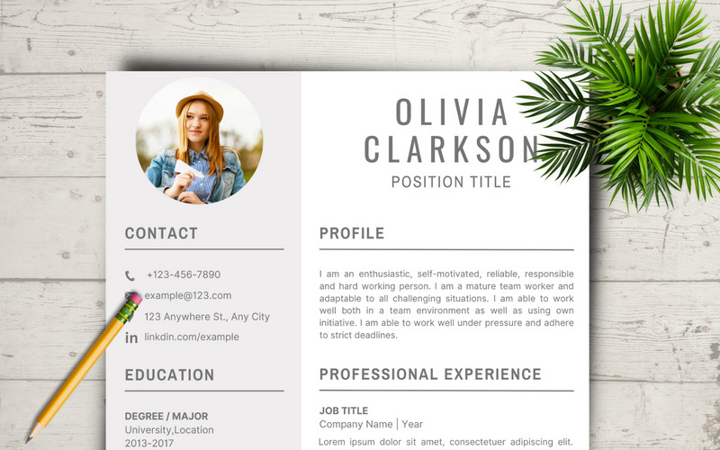 Olivia Clarkson 4-stronicowy profesjonalny i nowoczesny szablon CV - Obraz funkcji 1