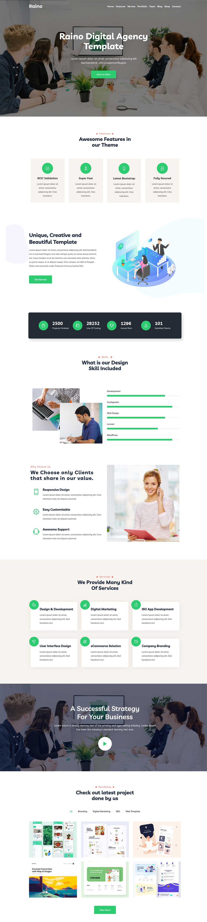 Raino - Digital Agency En sida WordPress-tema - Features Image 1