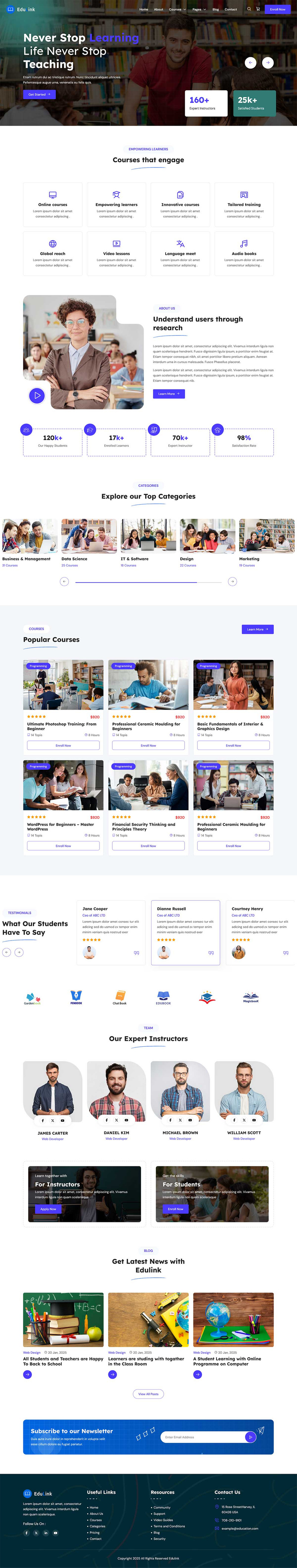 Edulink - шаблон системи управління навчанням онлайн-курсів у Laravel - Features Image 1