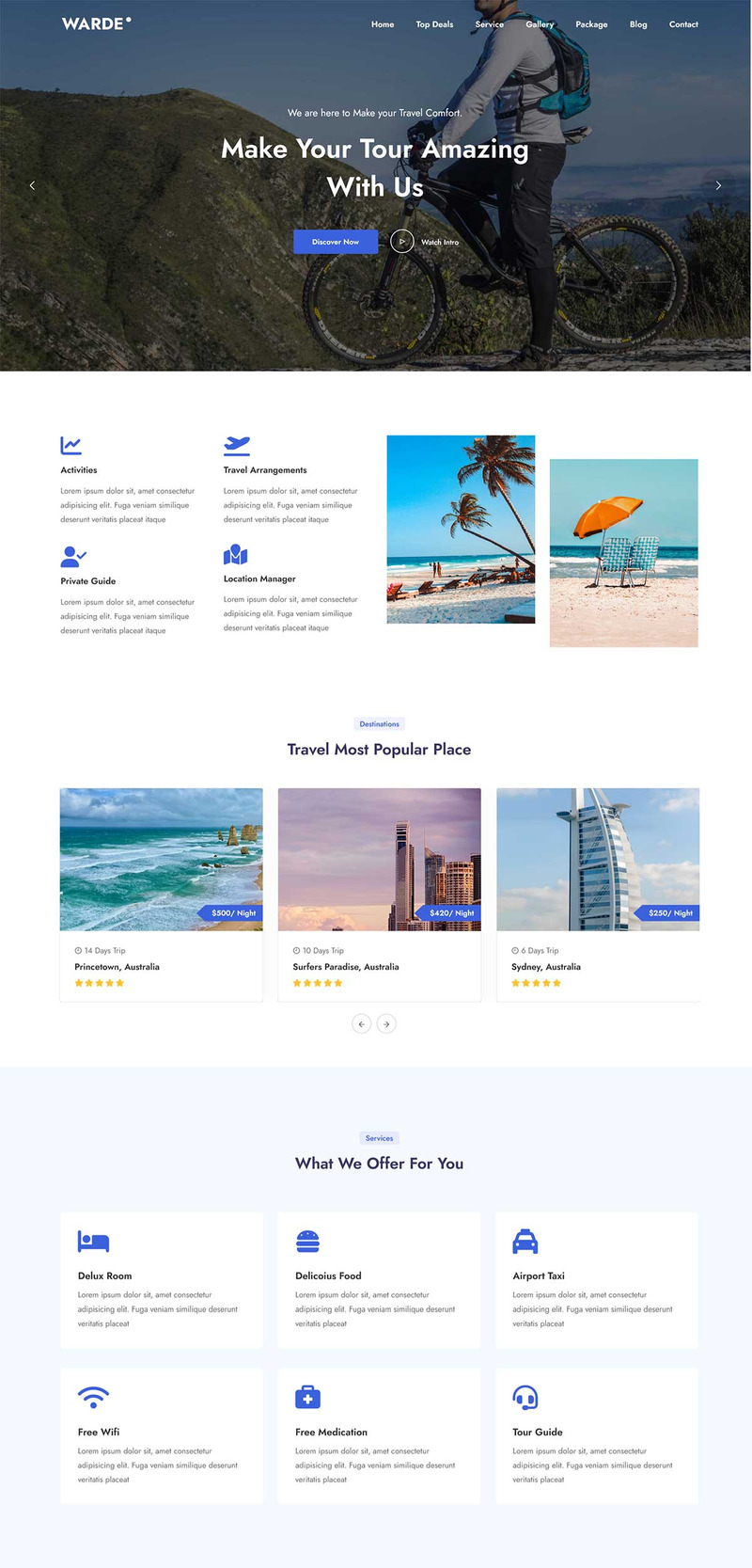 Warde – túra és utazás céloldal WordPress téma - Features Image 1