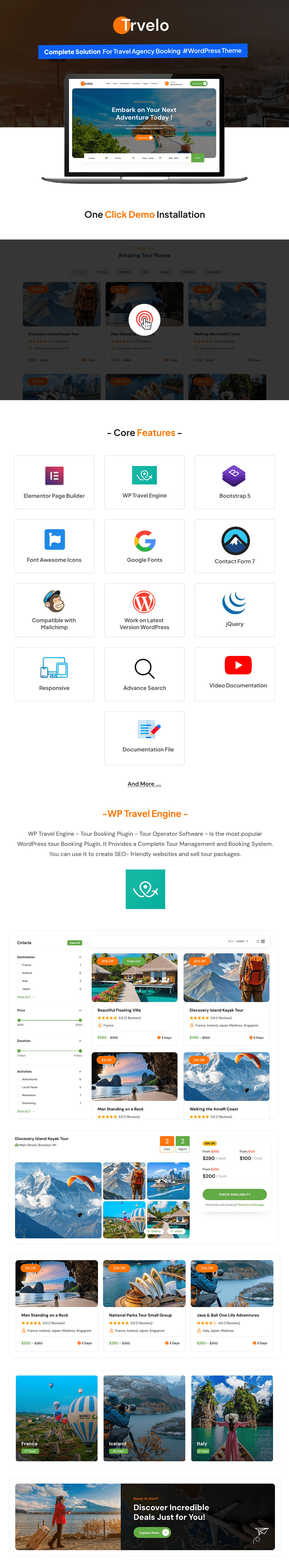 Trvelo - Tur ve Seyahat Acentesi Rezervasyon WordPress Teması - Features Image 1