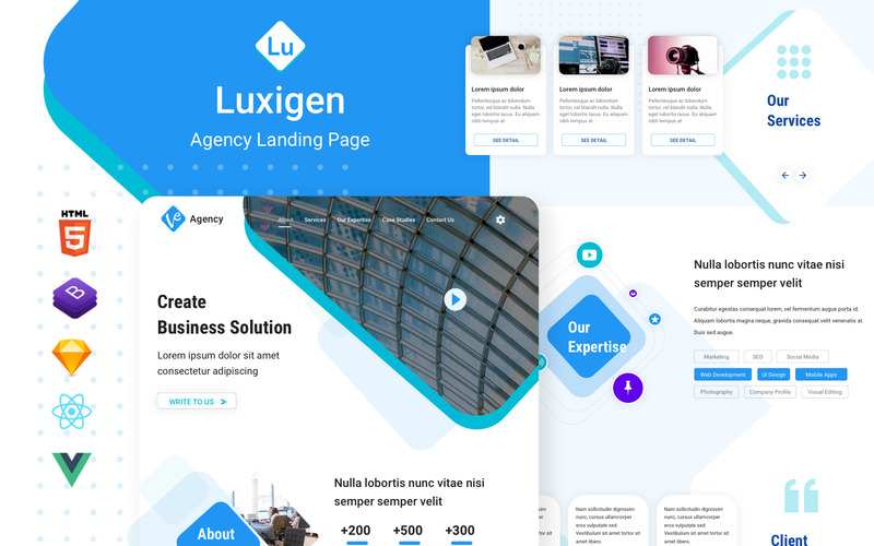 Luxigen - HTML React Vue Agency Landing Page Parallax - Features Image 1