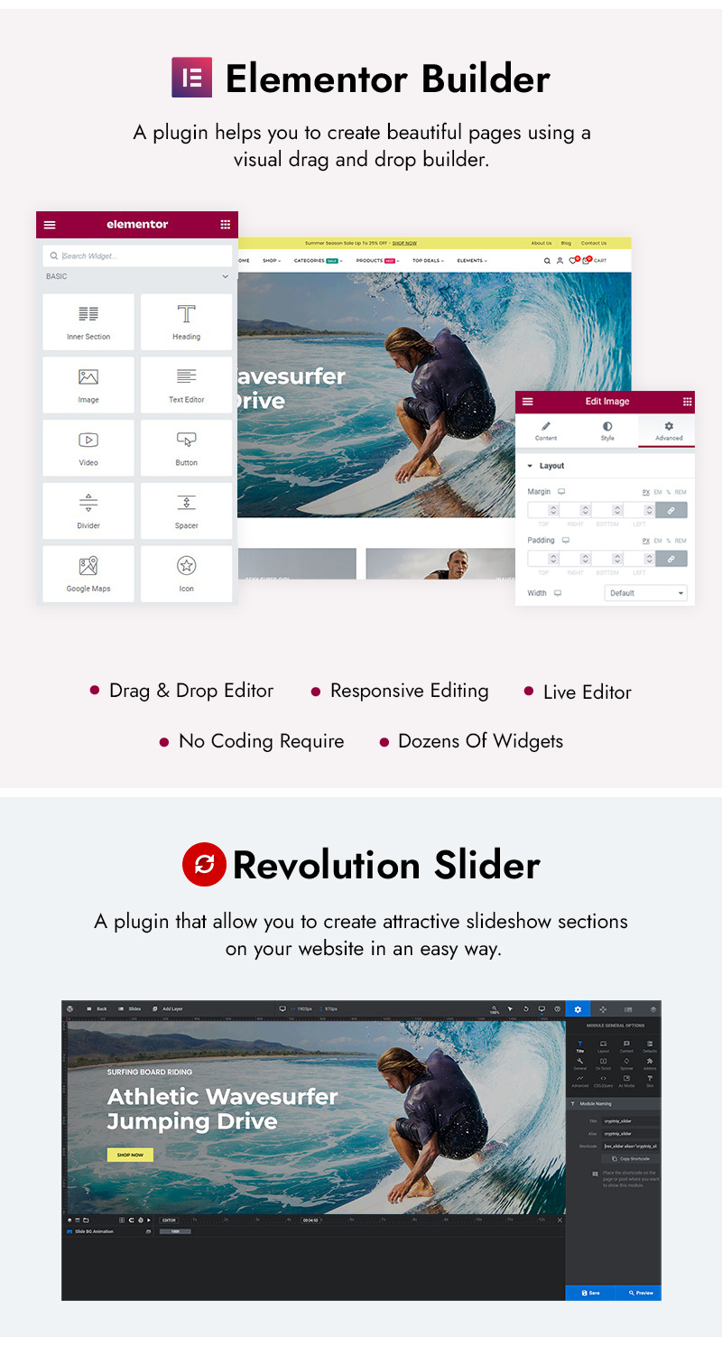 Bluesurf - Surfing Board, Single Product Store Elementor WooCommerce Responsive Theme - Features Image 2