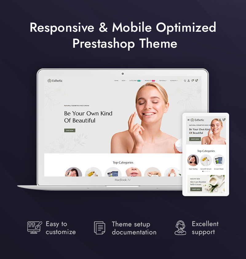 Esthetic - Салон красоты и магазин косметики Адаптивная тема Prestashop - Features Image 1