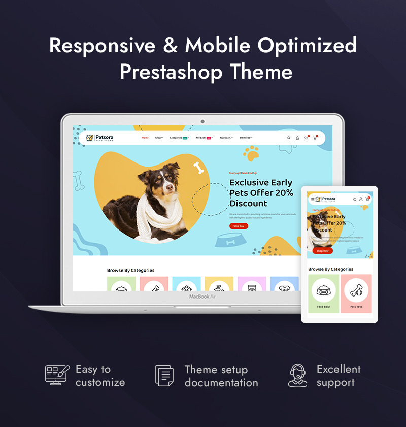 Petsora — адаптивная тема Prestashop для зоомагазина и магазина кормов для животных - Features Image 1