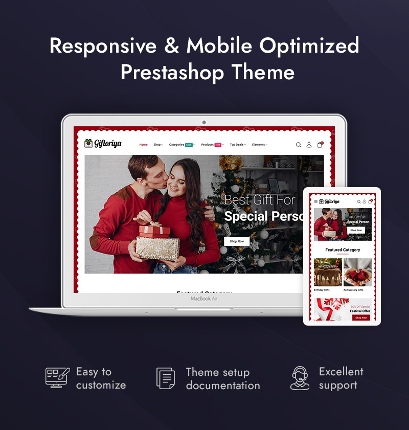 Giftoriya - Thème PrestaShop Responsive pour boutique de cadeaux - Caractéristiques de l’image 1