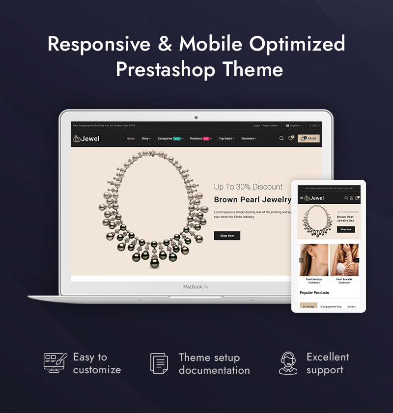 Jewel - Diamond Jewellery Store PrestaShop Responsive Theme - Features Image 1