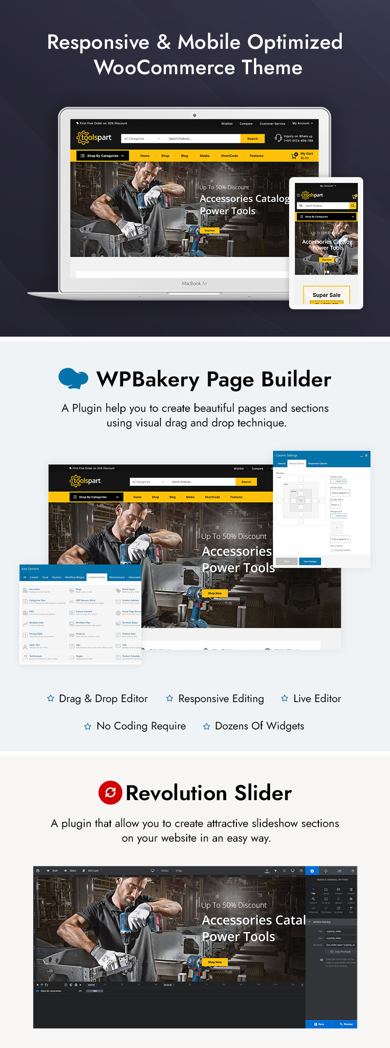 ToolsPart - Najlepsze narzędzia Responsywny motyw WooCommerce - Obraz funkcji 1