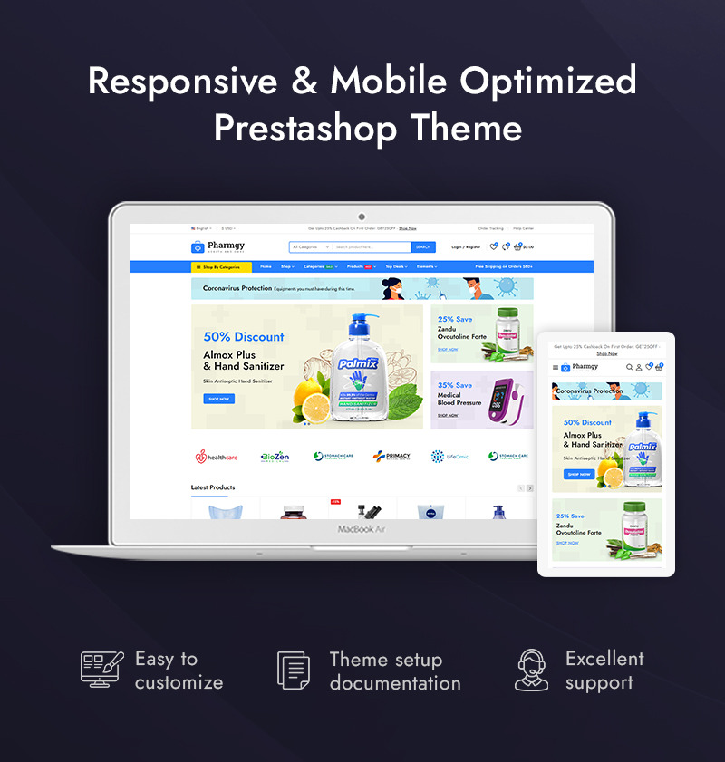 Responsives Design für den Apotheken-Medizinladen Prestashop - Eigenschaften Bild 1