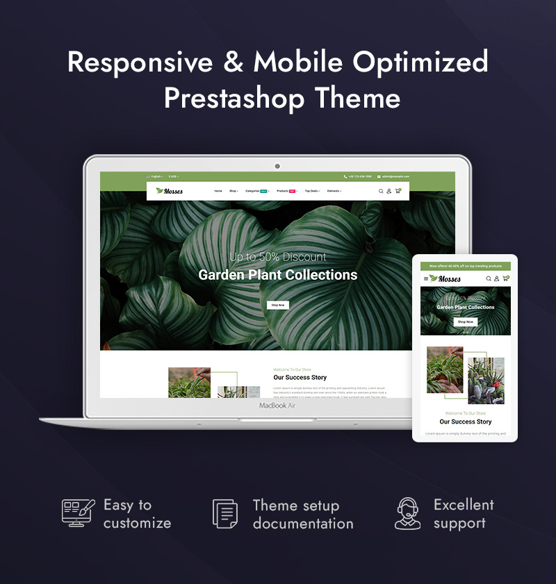 Yosunlar - Bahçe ve Ev Bitkileri Mağazası PrestaShop Duyarlı Tema - Features Image 1