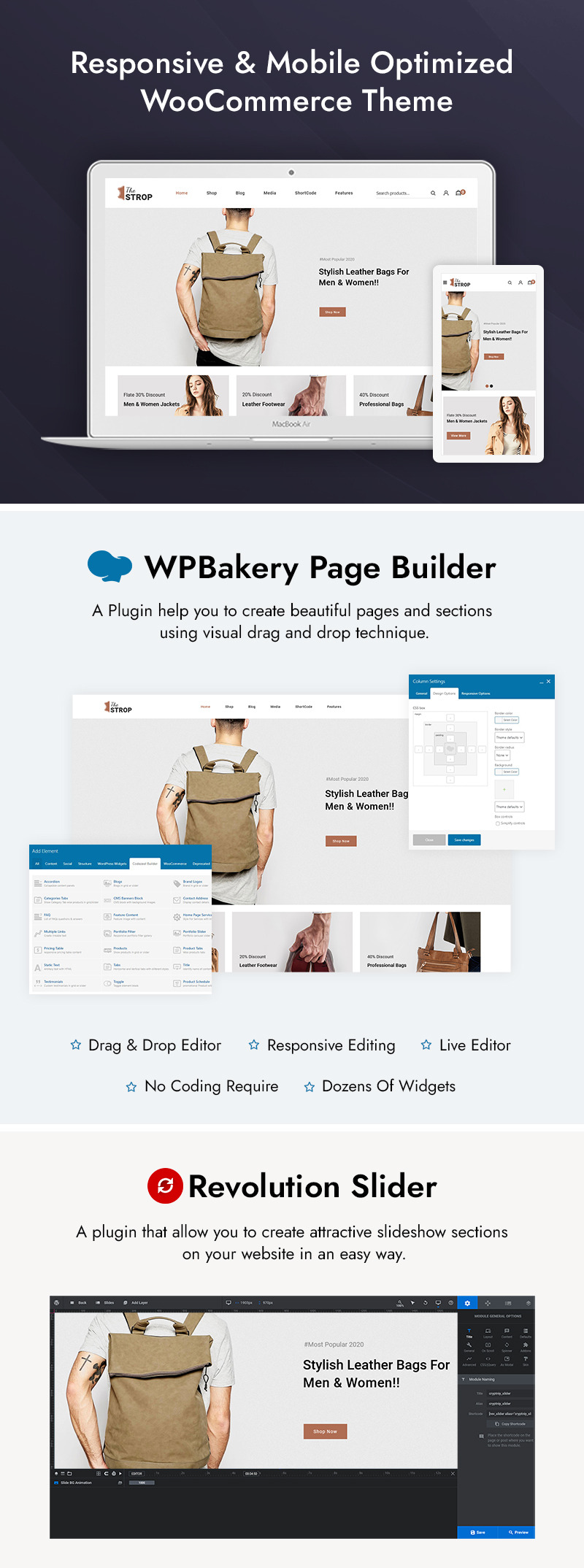 TheStrop - Leather Fashion Store WooCommerce Theme - Features Image 1