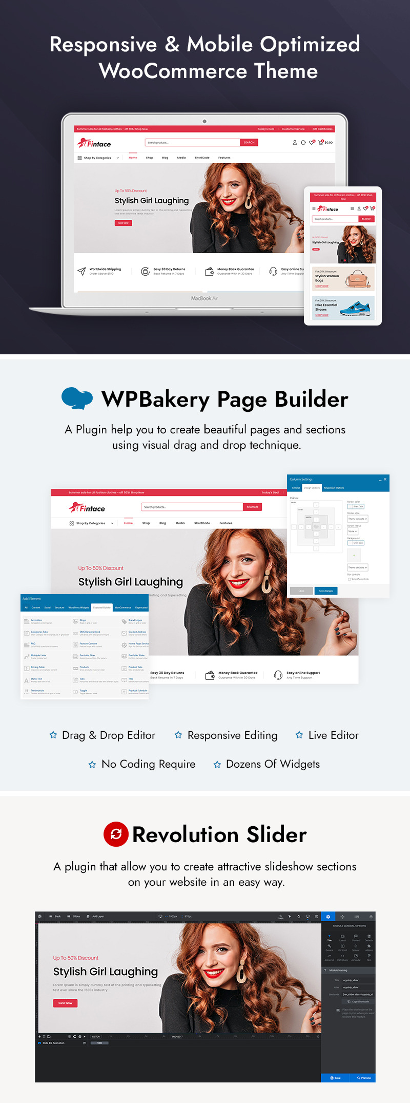 Fintace - Multipurpose Fashion Store WooCommerce Responsive Theme - Features Image 1